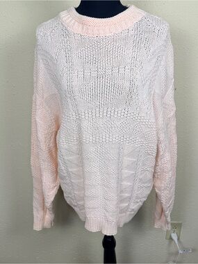 Vintage Across America Womens Large Light Pink Knit Sweater 100% Cotton USA